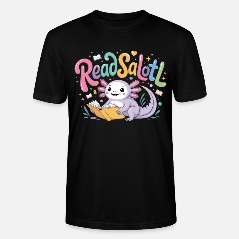 Axolotl Reader T-Shirt ReadSalotl Book - T-shirt bio CRAFTER Stanley Stella Unisexe - noir