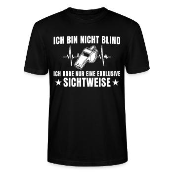 Schiedsrichter Exklusive Sichtweise – Schiri - Stanley/Stella Unisex Bio-T-Shirt CRAFTER - Schwarz - Vorne - Alina (178cm) & Michal (187cm)
