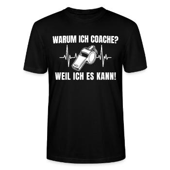 Warum ich coache? Weil ich es kann Fußballtrainer - Stanley/Stella Unisex Bio-T-Shirt CRAFTER - Schwarz - Vorne - Alina (178cm) & Michal (187cm)