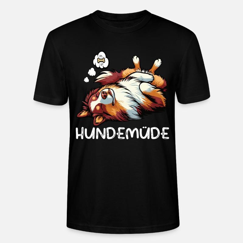 Hundemüde Australian Shepherd Aussie Aussiehalter - Stanley/Stella Unisex Bio-T-Shirt CRAFTER - Schwarz