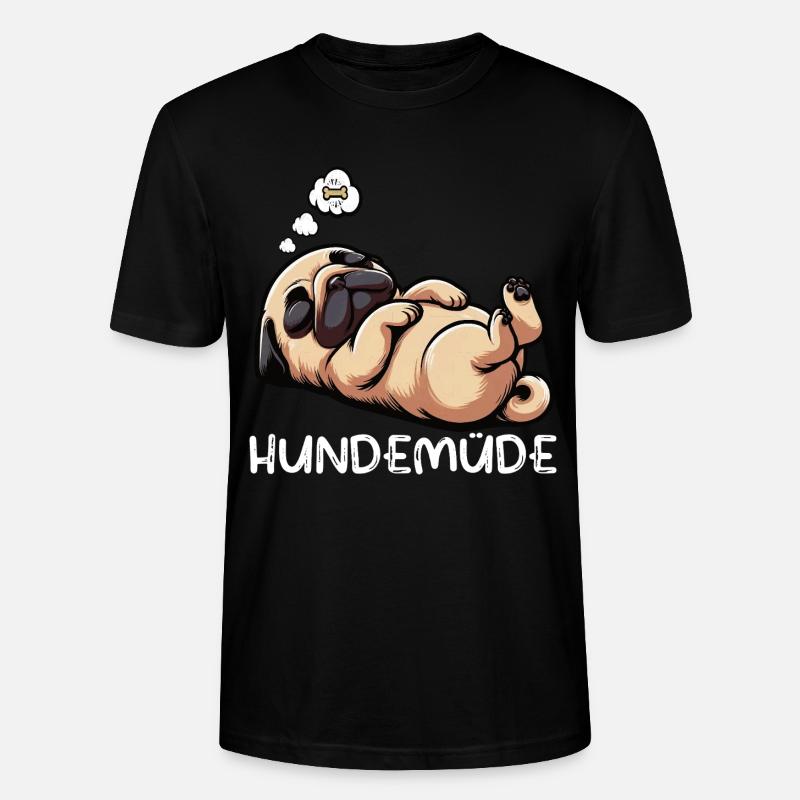 Hundemüde Mops Möpse Mopsbesitzer Mopsliebhaber - Stanley/Stella Unisex Bio-T-Shirt CRAFTER - Schwarz