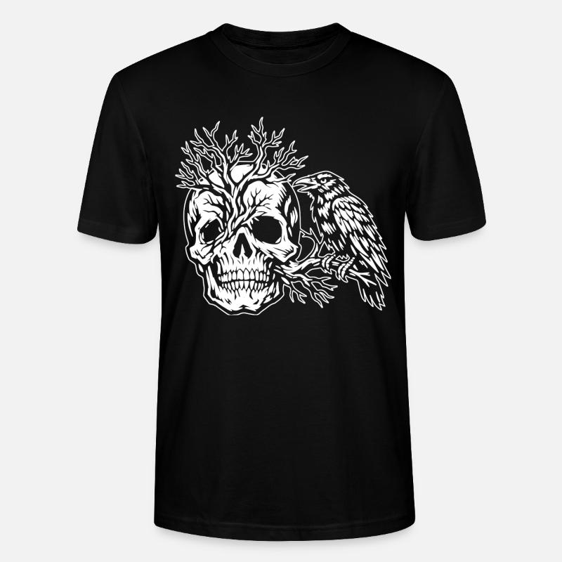 Schädel, Baum und Rabe - Stanley/Stella Unisex Bio-T-Shirt CRAFTER - Schwarz