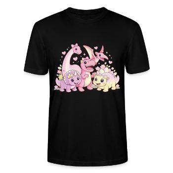 Cute Girl Dino Troop - Stanley/Stella CRAFTER Unisex Organic T-Shirt - black - Front - Alina (178cm) & Michal (187cm)