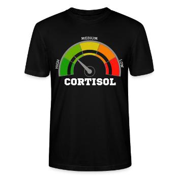 Lustiges, niedriges Cortisol, urkomisches, stressfreies Cortisol - Stanley/Stella Unisex Bio-T-Shirt CRAFTER - Schwarz - Vorne - Alina (178cm) & Michal (187cm)