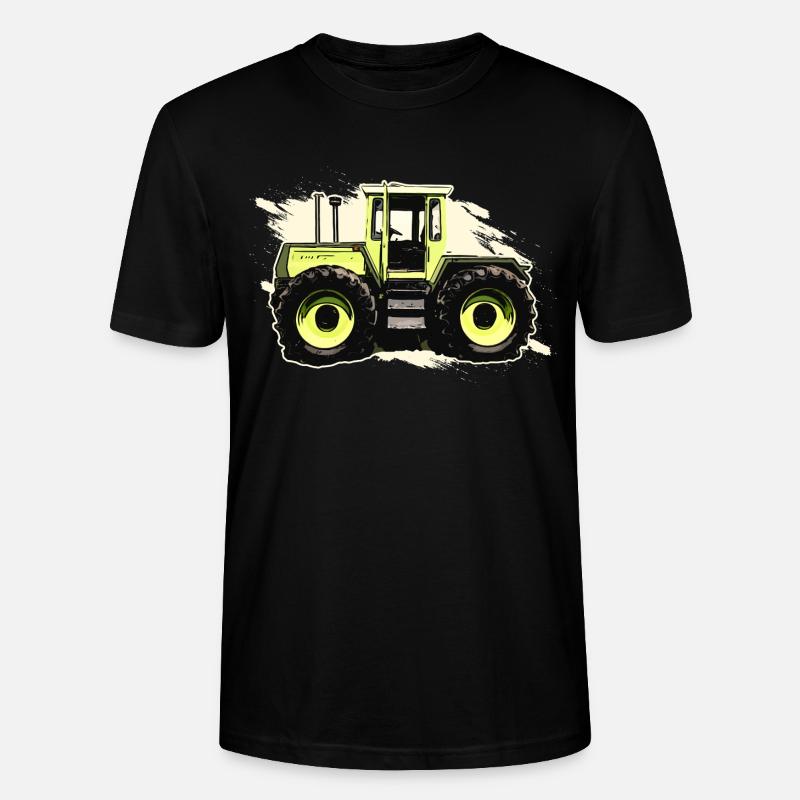 Grüner Traktor im ComicStil - Stanley/Stella Unisex Bio-T-Shirt CRAFTER - Schwarz