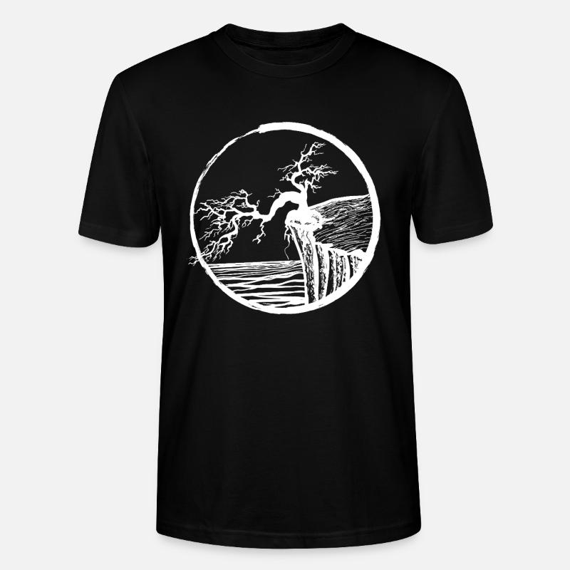Landschaft mit Baum am Klippenrand - Stanley/Stella Unisex Bio-T-Shirt CRAFTER - Schwarz