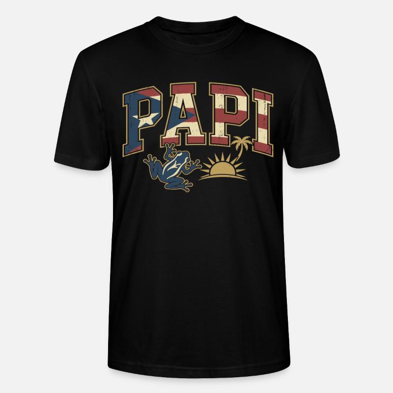 Papi Drapeau de Porto Rico - T-shirt bio CRAFTER Stanley Stella Unisexe - noir