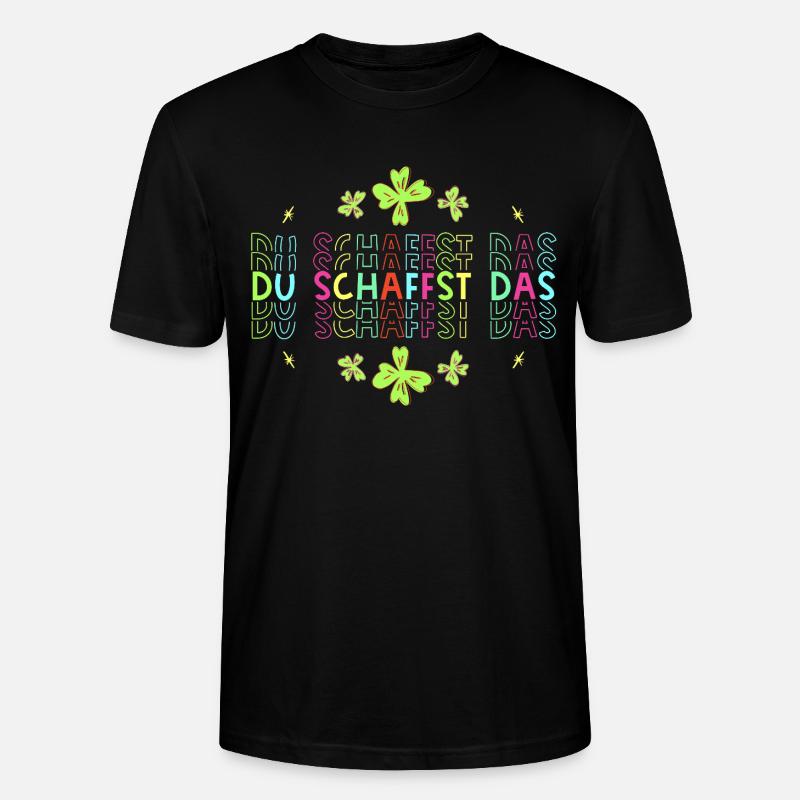 Du schaffst das! Glücksbringer Glücksklee neon - Stanley/Stella Unisex Bio-T-Shirt CRAFTER - Schwarz