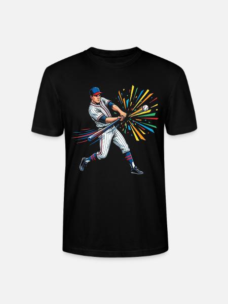 Bunter Baseball Schlagmann Pop Art - Stanley/Stella Unisex Bio-T-Shirt CRAFTER - Schwarz