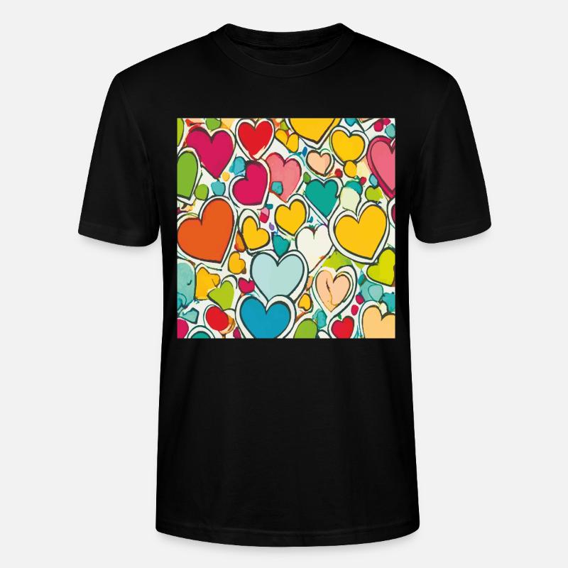 Herz als Aquarell - Stanley/Stella Unisex Bio-T-Shirt CRAFTER - Schwarz