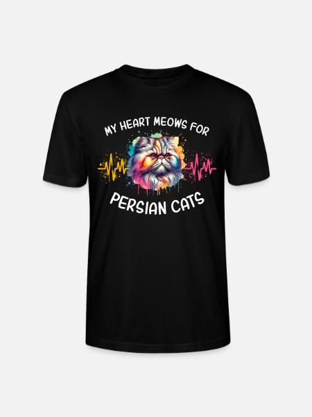 Persian Cat Heartline - Stanley/Stella CRAFTER Unisex Organic T-Shirt - black