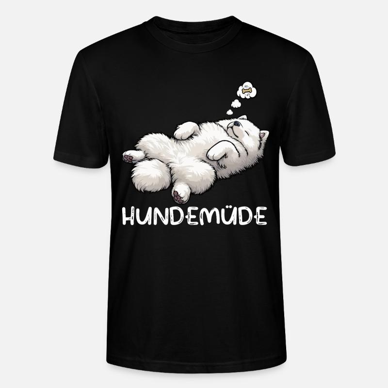 Hundemüde Samojede Samojedenbesitzer Samojedenhund - Stanley/Stella Unisex Bio-T-Shirt CRAFTER - Schwarz