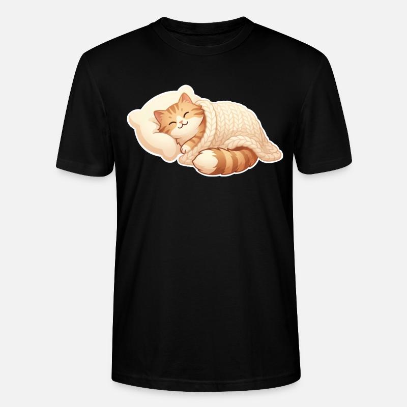 Cat sleeping - Stanley/Stella CRAFTER Unisex Organic T-Shirt - black