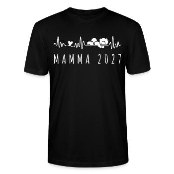 Futura Mamma 2027 Battito Cardiaco in Gravidanza - Stanley/Stella Unisex Bio-T-Shirt CRAFTER - Schwarz - Vorne - Alina (178cm) & Michal (187cm)