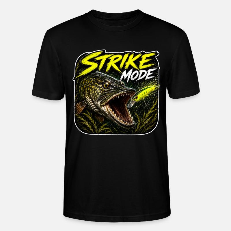 Strike-Mode Hechtfischerei-Design - Stanley/Stella Unisex Bio-T-Shirt CRAFTER - Schwarz