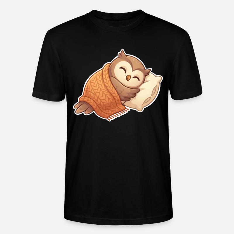 Eule Schlafen - Stanley/Stella Unisex Bio-T-Shirt CRAFTER - Schwarz