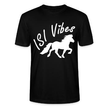 Beautiful Icelandic horse in tölt – ISI Vibes - Stanley/Stella CRAFTER Unisex Organic T-Shirt - black - Front - Alina (178cm) & Michal (187cm)