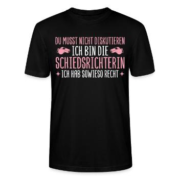 Schiedsrichterin hat sowieso recht Unparteiische - Stanley/Stella Unisex Bio-T-Shirt CRAFTER - Schwarz - Vorne - Alina (178cm) & Michal (187cm)