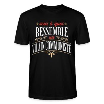 Vilain Communiste Humour Politique Gauche élection - T-shirt bio CRAFTER Stanley Stella Unisexe - noir - Devant - Alina (178cm) & Michal (187cm)