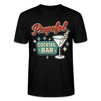 Propofol Cocktail Bar Sign - Stanley/Stella Unisex Bio-T-Shirt CRAFTER - Schwarz - Vorne - Alina (178cm) & Michal (187cm)