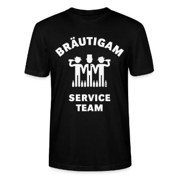 Bräutigam Service Team (JGA / Polterabend / White) - Stanley/Stella Unisex Bio-T-Shirt CRAFTER - Schwarz - Vorne - Alina (178cm) & Michal (187cm)