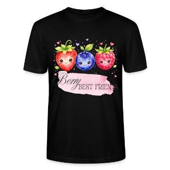 Berry Best Friends Trio - Stanley/Stella CRAFTER Unisex Organic T-Shirt - black - Front - Alina (178cm) & Michal (187cm)