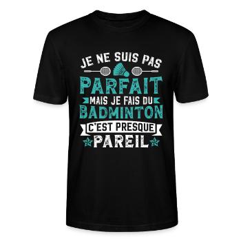 Je fais du badminton   - T-shirt bio CRAFTER Stanley Stella Unisexe - noir - Devant - Alina (178cm) & Michal (187cm)
