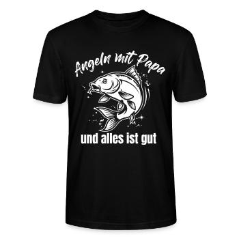 Angeln mit Papa – Alles ist gut - Stanley/Stella Unisex Bio-T-Shirt CRAFTER - Schwarz - Vorne - Alina (178cm) & Michal (187cm)