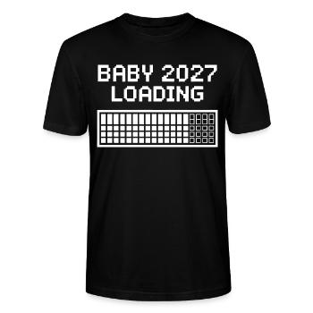 Baby 2027 Pixel Loading - Stanley/Stella Unisex Bio-T-Shirt CRAFTER - Schwarz - Vorne - Alina (178cm) & Michal (187cm)