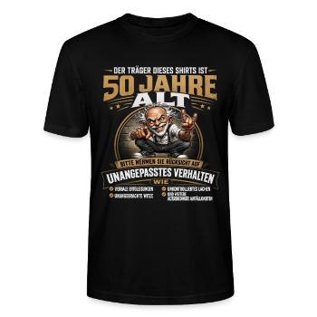 Lustiges 50. Geburtstag Funshirt Opa – Humor Shirt - Stanley/Stella Unisex Bio-T-Shirt CRAFTER - Schwarz - Vorne - Alina (178cm) & Michal (187cm)