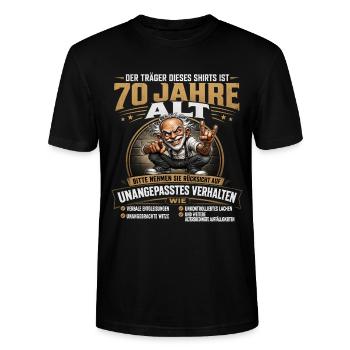 Lustiges 70 Geburtstag Funshirt Opa Geschenk Humor - Stanley/Stella Unisex Bio-T-Shirt CRAFTER - Schwarz - Vorne - Alina (178cm) & Michal (187cm)