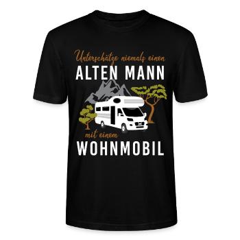 Unterschätze niemals alten Mann mit Wohnmobil - Stanley/Stella Unisex Bio-T-Shirt CRAFTER - Schwarz - Vorne - Alina (178cm) & Michal (187cm)
