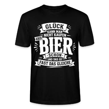 Glück kann man nicht kaufen, aber Bier schon - Stanley/Stella Unisex Bio-T-Shirt CRAFTER - Schwarz - Vorne - Alina (178cm) & Michal (187cm)