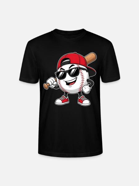 Cooler Baseball mit Schläger & Sonnenbrille - Stanley/Stella Unisex Bio-T-Shirt CRAFTER - Schwarz