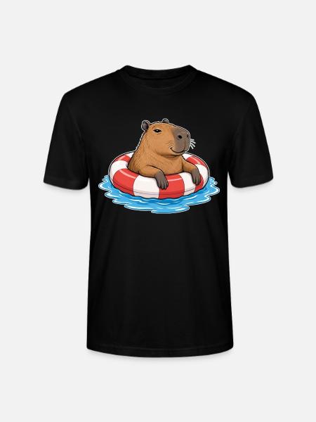 Capybara im Schwimmring – Sommer & Chillen - Stanley/Stella Unisex Bio-T-Shirt CRAFTER - Schwarz