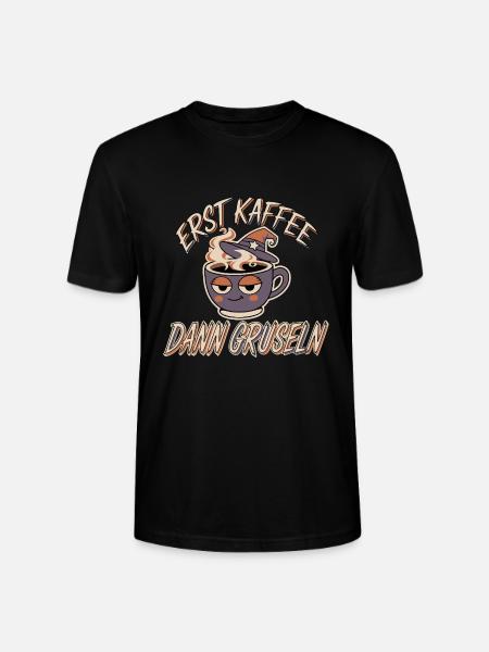 Erst Kaffee, dann gruseln - Stanley/Stella Unisex Bio-T-Shirt CRAFTER - Schwarz
