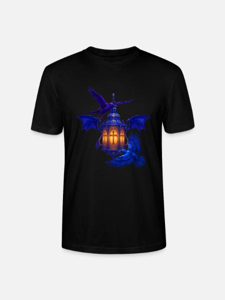 Blaues Lanternenlicht mit Raben - Stanley/Stella Unisex Bio-T-Shirt CRAFTER - Schwarz