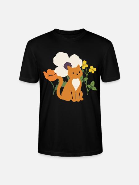Mohn · Blumen · Katze · Geschenkidee - Stanley/Stella Unisex Bio-T-Shirt CRAFTER - Schwarz