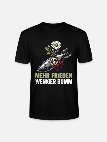 Mehr Frieden, weniger Bumm - Stanley/Stella Unisex Bio-T-Shirt CRAFTER - Schwarz