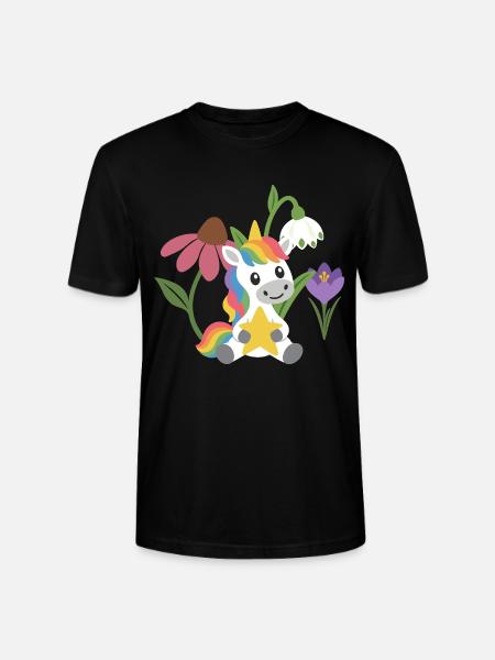 Einhorn Blumen Kinder märchenhaft Stern - Stanley/Stella Unisex Bio-T-Shirt CRAFTER - Schwarz