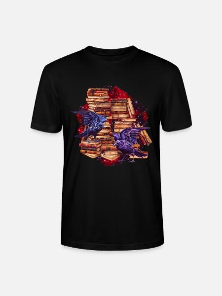 Dark Academia Raben Bücher Gothic T Shirt - Stanley/Stella Unisex Bio-T-Shirt CRAFTER - Schwarz