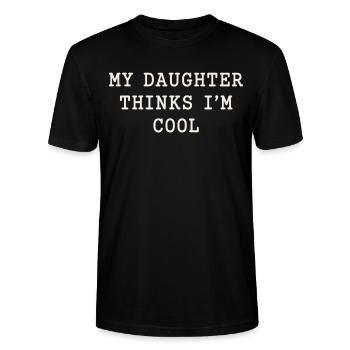 Meine Tochter findet mich cool - Stanley/Stella Unisex Bio-T-Shirt CRAFTER - Schwarz - Vorne - Alina (178cm) & Michal (187cm)