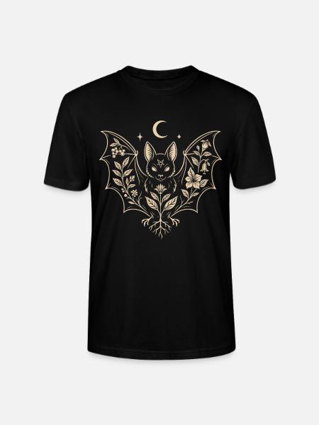 Fledermaus mit Blumen - Gothic Halloween - Stanley/Stella Unisex Bio-T-Shirt CRAFTER - Schwarz