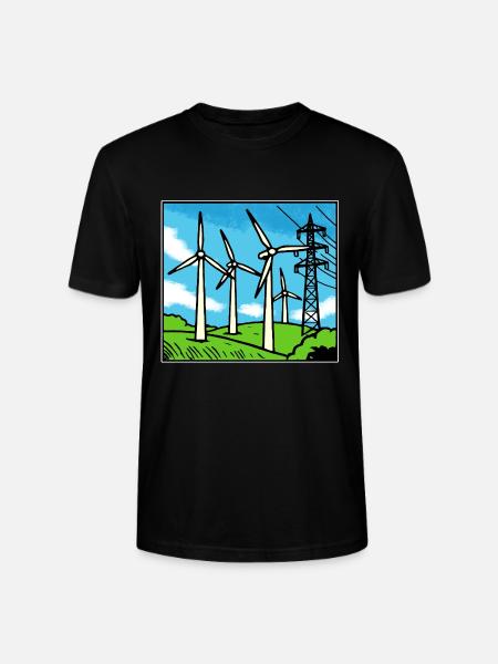 Windkraft Landschaft Blau - Stanley/Stella Unisex Bio-T-Shirt CRAFTER - Schwarz