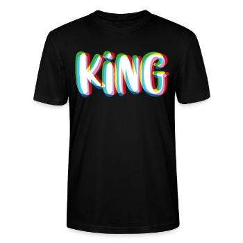 King - Queen Partnershirt - Stanley/Stella Unisex Bio-T-Shirt CRAFTER - Schwarz - Vorne - Alina (178cm) & Michal (187cm)