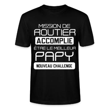 Routier cadeau drôle papy futur papi retraite - T-shirt bio CRAFTER Stanley Stella Unisexe - noir - Devant - Alina (178cm) & Michal (187cm)