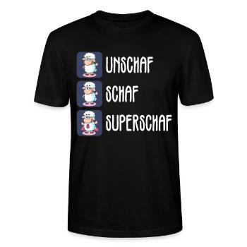 FOTOGRAFIE FOKUS SCHAF UNSCHAF SUPERSCHAF GESCHENK - Stanley/Stella Unisex Bio-T-Shirt CRAFTER - Schwarz - Vorne - Alina (178cm) & Michal (187cm)