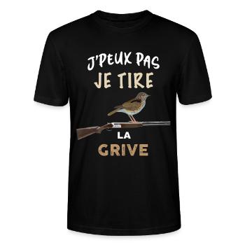 Chasse tirer la grive humour chasse - T-shirt bio CRAFTER Stanley Stella Unisexe - noir - Devant - Alina (178cm) & Michal (187cm)