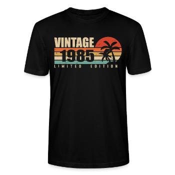 1985 Jubiläumsjahr Originaljahrgang 1985 - Stanley/Stella Unisex Bio-T-Shirt CRAFTER - Schwarz - Vorne - Alina (178cm) & Michal (187cm)