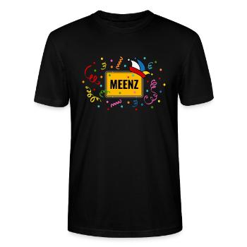 Meenz Fastnacht Fasching Ortsschild Narrenkappe - Stanley/Stella Unisex Bio-T-Shirt CRAFTER - Schwarz - Vorne - Alina (178cm) & Michal (187cm)